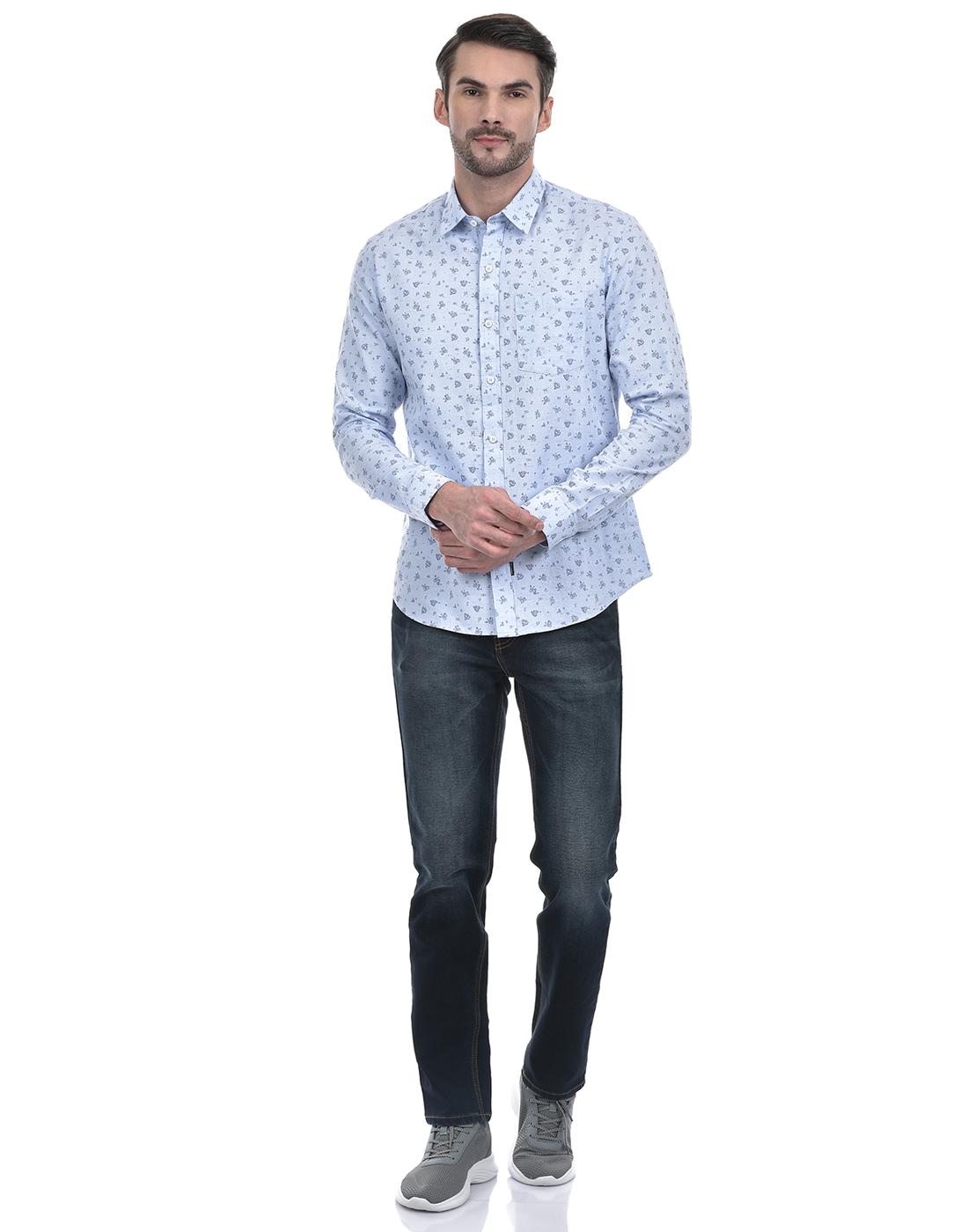 Numero Uno Men Abstract Blue Shirt